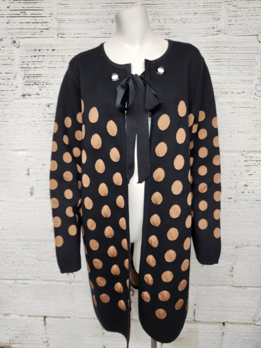 Chico's Polka Dot Millie Black Sweater Cardigan/Jacket Size 3